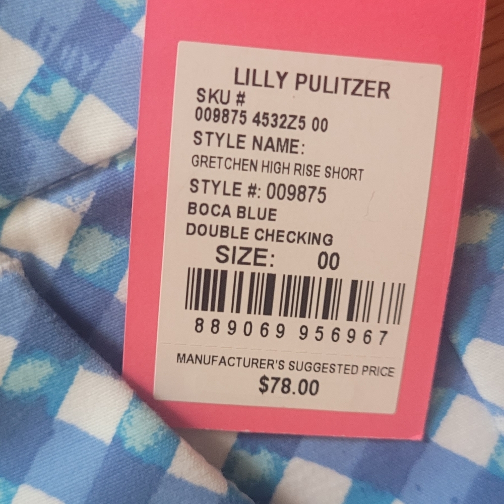 Lilly Pulitzer Gretchen Boca Blue Double Checking Shorts - Picture 13 of 13